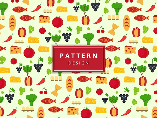 Plantilla de diseño de estampado vectorial sin costura de alimentos