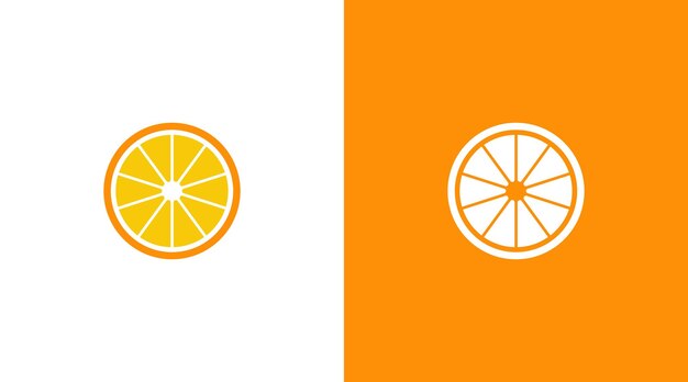 Plantilla de diseño de estilo de icono en blanco y negro de monograma de vector de logotipo de fruta naranja
