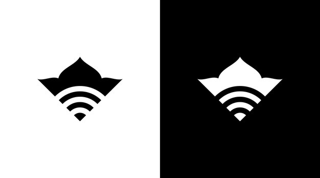 Plantilla de diseño de estilo de icono de monograma de domo y vector de logotipo wifi