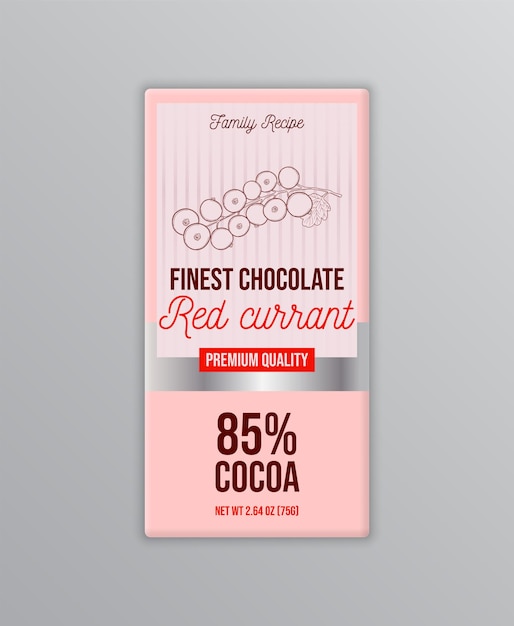 Plantilla de diseño de etiqueta de chocolate de grosella roja