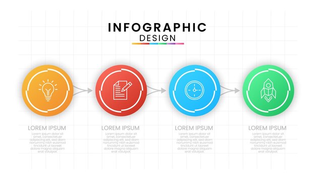 Plantilla de diseño de etiqueta de círculo infográfico vectorial con iconos y 4 opciones o pasos