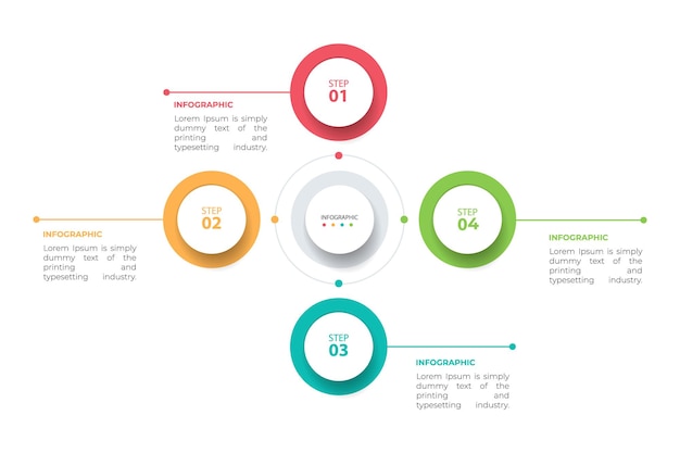 Plantilla de diseño de etiqueta infográfica con 4 opciones o pasos.