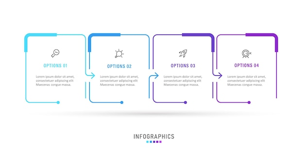 Plantilla de diseño de etiqueta infográfica con 4 opciones o pasos.