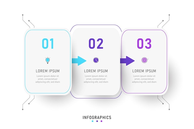 Plantilla de diseño de etiqueta infográfica con iconos y 3 opciones o pasos