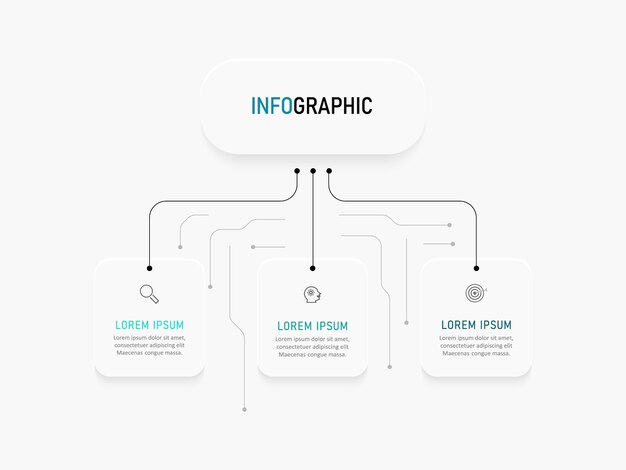 Plantilla de diseño de etiqueta infográfica con iconos y 3 opciones o pasos.