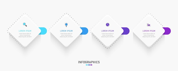 Plantilla de diseño de etiqueta infográfica con iconos y 4 opciones o pasos