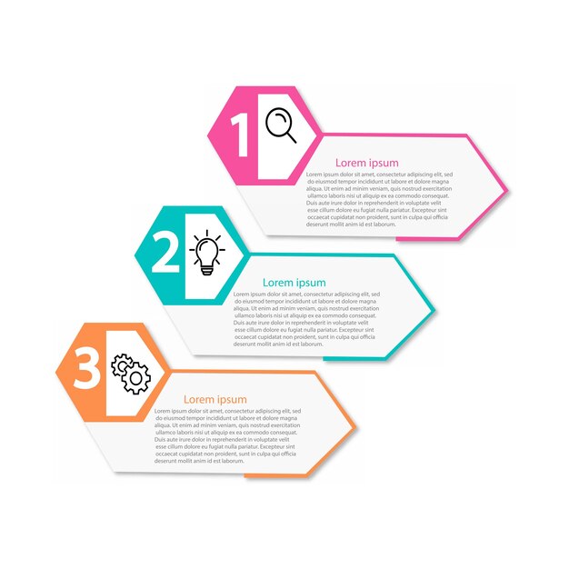 Plantilla de diseño de etiquetas de infografía vectorial con iconos y 3 opciones o pasos Se puede utilizar para el proceso
