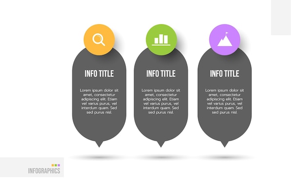 Plantilla de diseño de etiquetas de infografía vectorial con iconos y 3 opciones o pasos