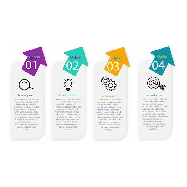 Plantilla de diseño de etiquetas de infografía vectorial con iconos y 4 opciones o pasos Se puede utilizar para el proceso