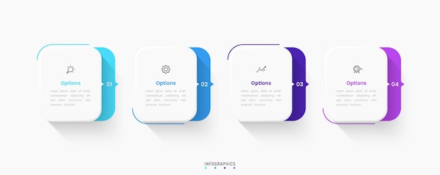 Plantilla de diseño de etiquetas de infografía vectorial con iconos y 4 opciones o pasos Se puede utilizar para el proceso