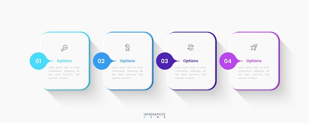 Plantilla de diseño de etiquetas de infografía vectorial con iconos y 4 opciones o pasos Se puede utilizar para el proceso