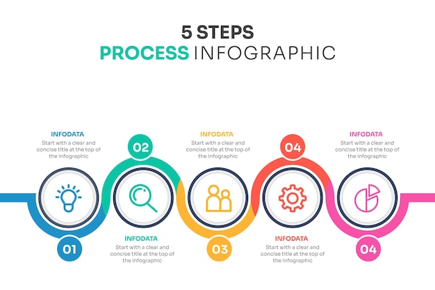 Plantilla de diseño de etiquetas de infografía vectorial con iconos y 5 opciones o pasos que se pueden utilizar para el proceso