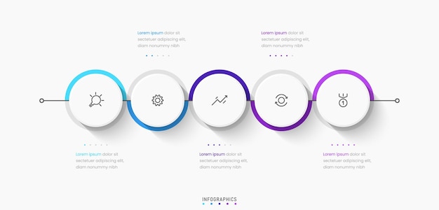 Plantilla de diseño de etiquetas de infografía vectorial con iconos y 5 opciones o pasos que se pueden utilizar para el proceso