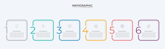 Plantilla de diseño de etiquetas de infografía vectorial con iconos y 6 opciones o pasos