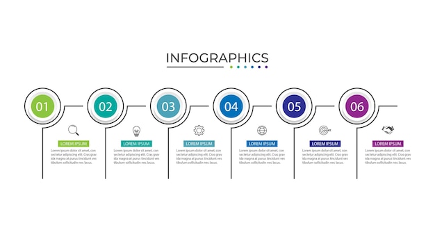 Plantilla de diseño de etiquetas de infografía vectorial con iconos y 6 opciones o pasos