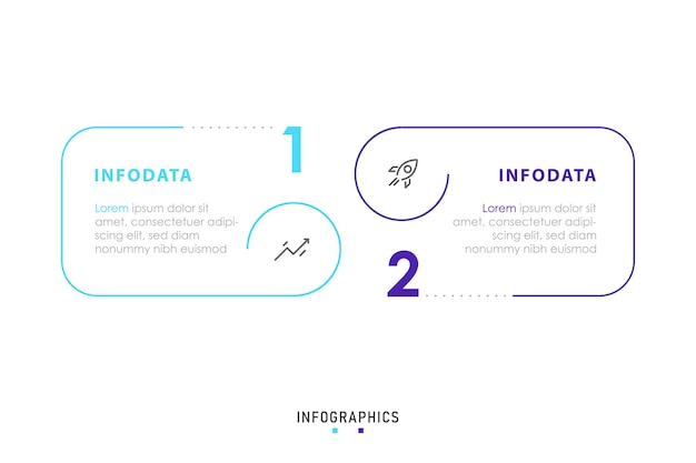 Plantilla de diseño de etiquetas infográficas vectoriales con iconos y 2 opciones o pasos. Puede ser utilizado para el proceso