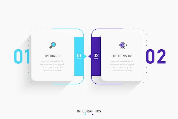 Plantilla de diseño de etiquetas infográficas vectoriales con iconos y 2 opciones o pasos. puede ser utilizado para el proceso