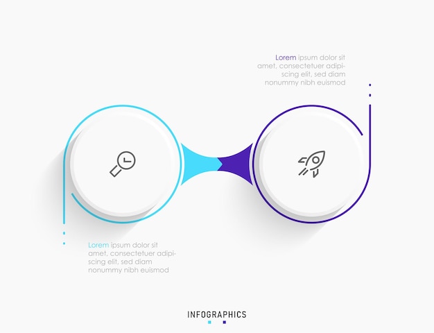 Vector plantilla de diseño de etiquetas infográficas vectoriales con iconos y 2 opciones o pasos se puede utilizar para el proceso