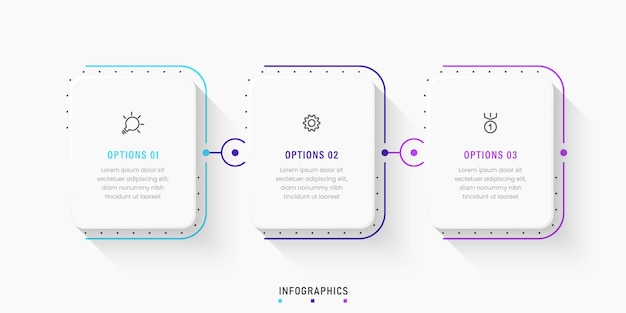 Plantilla de diseño de etiquetas infográficas vectoriales con iconos y 3 opciones o pasos. Puede ser utilizado para el proceso