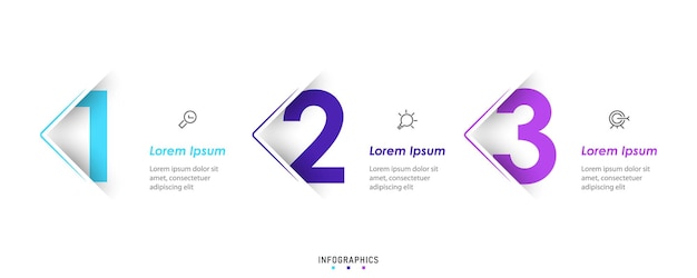 La plantilla de diseño de etiquetas infográficas vectoriales con iconos y 3 opciones o pasos se puede utilizar para el proceso