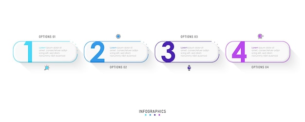 Plantilla de diseño de etiquetas infográficas vectoriales con iconos y 4 opciones o pasos. puede ser utilizado para el proceso