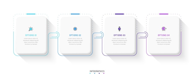 Plantilla de diseño de etiquetas infográficas vectoriales con iconos y 4 opciones o pasos. Puede ser utilizado para el proceso