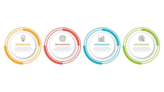 Plantilla de diseño de etiquetas infográficas vectoriales con iconos y 4 opciones o pasos Se puede utilizar para presentaciones de diagramas de procesos diseño de flujo de trabajo gráfico de información de diagrama de flujo de banner