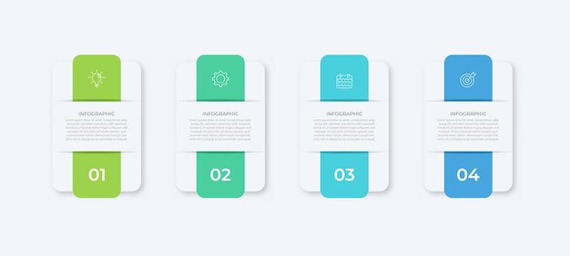 Plantilla de diseño de etiquetas infográficas vectoriales con iconos y 4 opciones o pasos