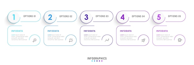 Plantilla de diseño de etiquetas infográficas vectoriales con iconos y 5 opciones o pasos. Puede ser utilizado para el proceso