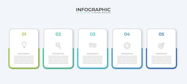 plantilla de diseño de etiquetas infográficas vectoriales con íconos y 5 opciones o pasos
