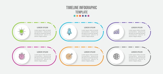 Vector plantilla de diseño de etiquetas infográficas vectoriales con iconos y 6 opciones o pasos se puede utilizar para el proceso