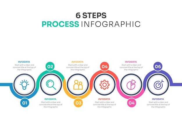 Vector la plantilla de diseño de etiquetas infográficas vectoriales con iconos y 6 opciones o pasos se puede utilizar para el proceso