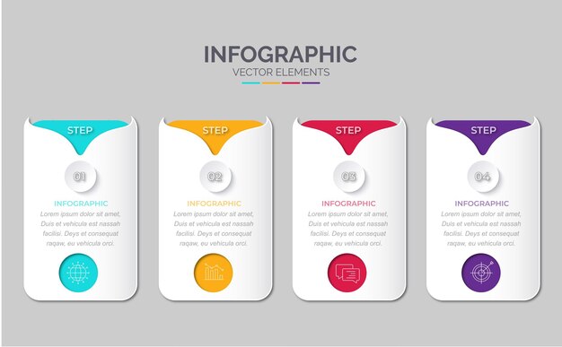 Plantilla de diseño de etiquetas infográficas vectoriales con iconos y