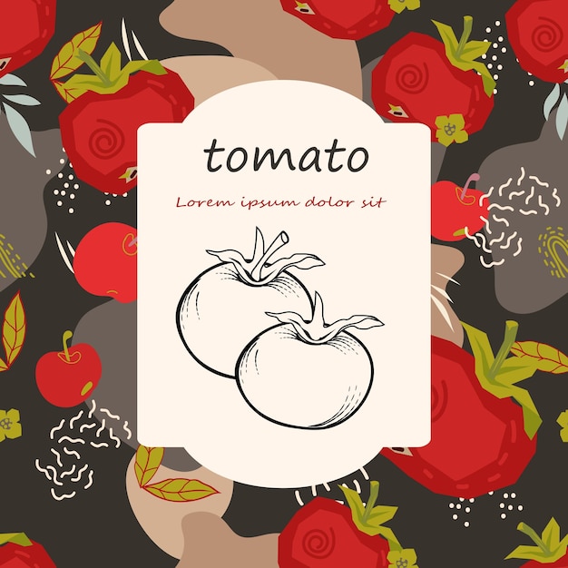 plantilla de diseño de etiquetas de salsa de tomate ilustración vectorial dibujada a mano