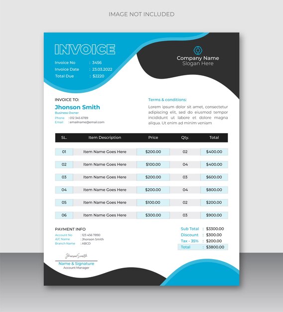 Plantilla de diseño de factura comercial mínima abstracta