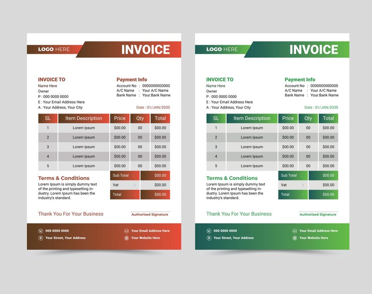 Vector plantilla de diseño de factura corporativa moderna vectorial