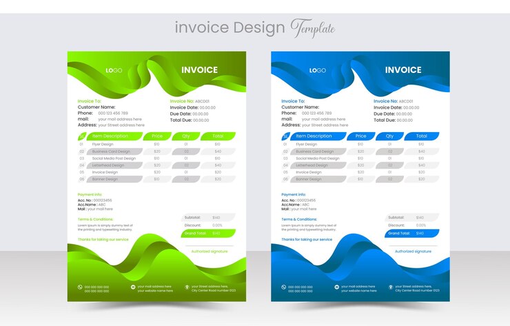 Plantilla de diseño de factura de facturación de empresas o empresas corporativas modernas limpias y sencillas