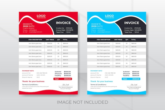 Plantilla de diseño de factura mínima corporativa empresarial