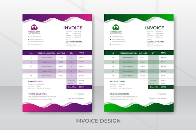 Plantilla de diseño de factura plana y mínima.