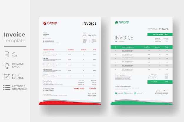 Plantilla de diseño de factura profesional