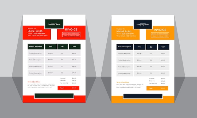 plantilla de diseño de factura simple vectorial moderna