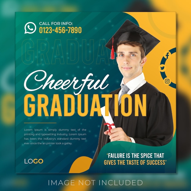 Plantilla de diseño de feliz día de graduación o publicación de instagram con estilo de fondo de lujo