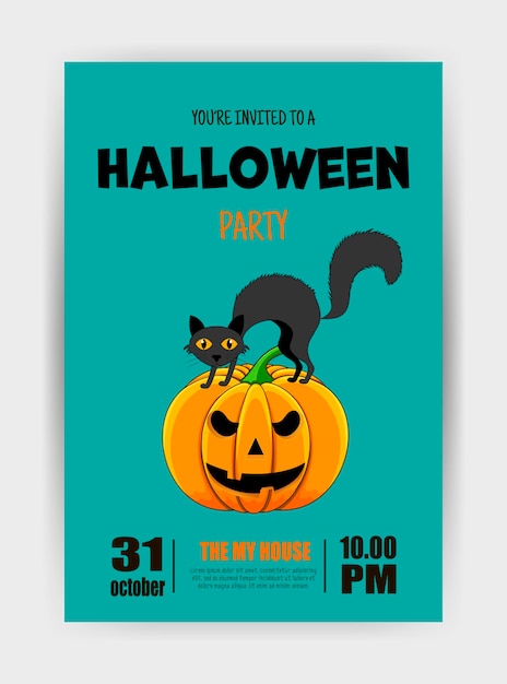 Plantilla de diseño de fiesta de halloween con calabaza y lugar para texto