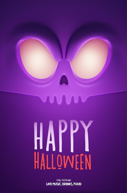 Vector plantilla de diseño de fiesta de halloween, con monstruo aterrador y lugar para el texto. ilustración vectorial