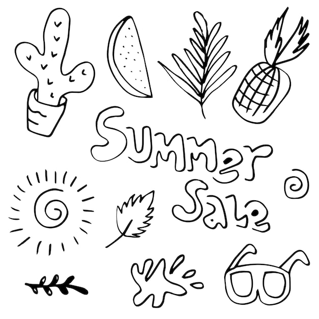 plantilla de diseño de fiestas de verano en estilo de cartel de dibujo de verano