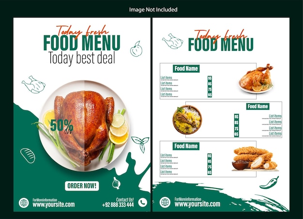 plantilla de diseño de folleto de alimentos o folleto de menú