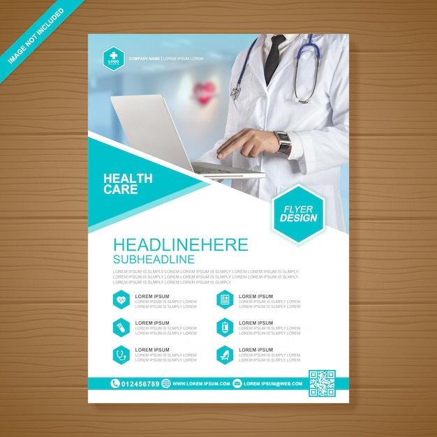 Plantilla de diseño de folleto de atención médica y cubierta médica