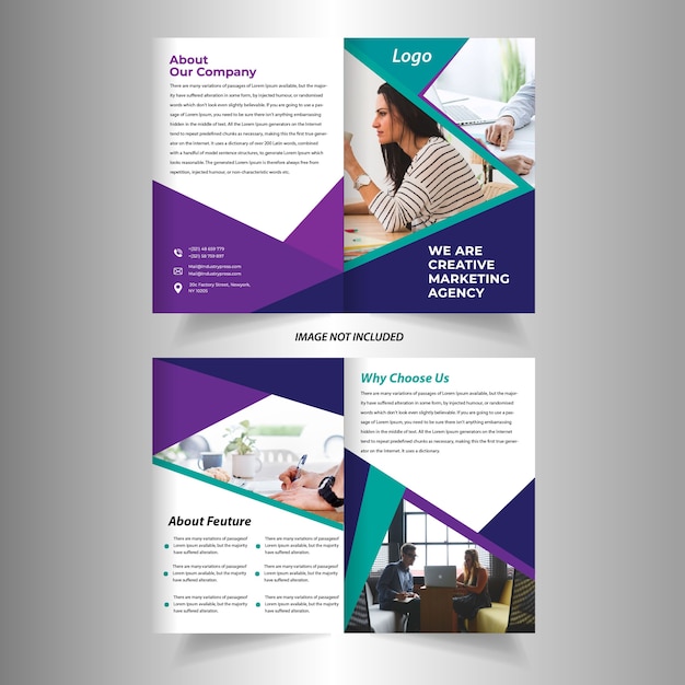 Plantilla de diseño de folleto bifold de la empresa