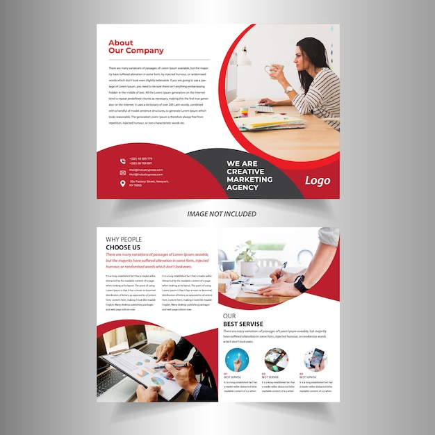 Plantilla de diseño de folleto bifold Red Company