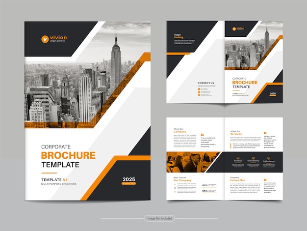 Plantilla de diseño de folleto comercial bi fold corporativo limpio